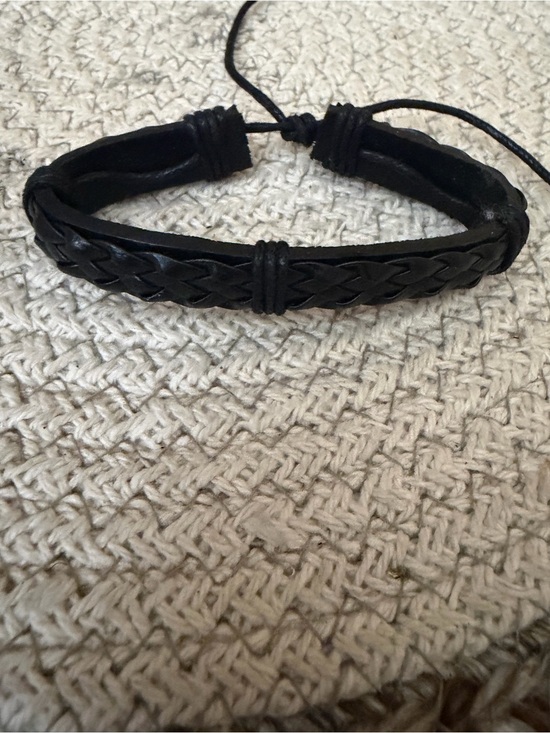 Other - Black Braided Leather Adjustable Bracelet